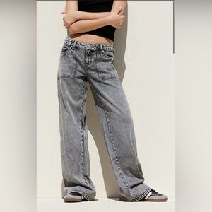 Pacsun gray acid wash low rise baggy jeans